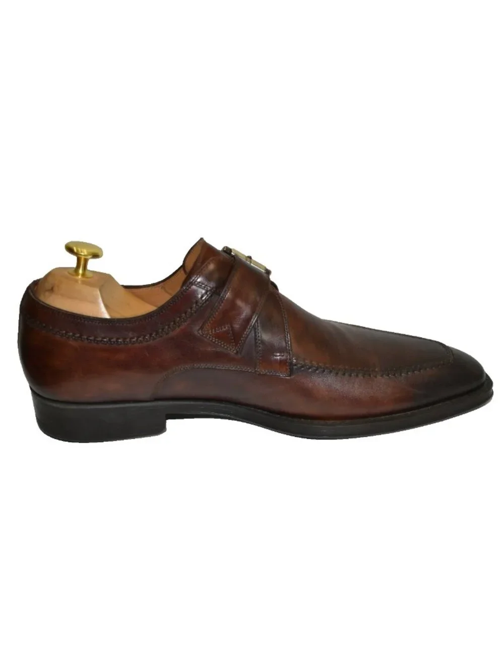 Magnanni Mauricio Monk Strap Slip On Oxford Brown Size 9 M 15955 DD37
